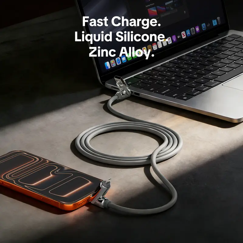 MFish Armored Dragon I 4-in-1 Multi 240W Fast Charging super Liquid Silicone Cable with USB A Type C Lightning for iPhone17&Samsung Laptops  Charger 8