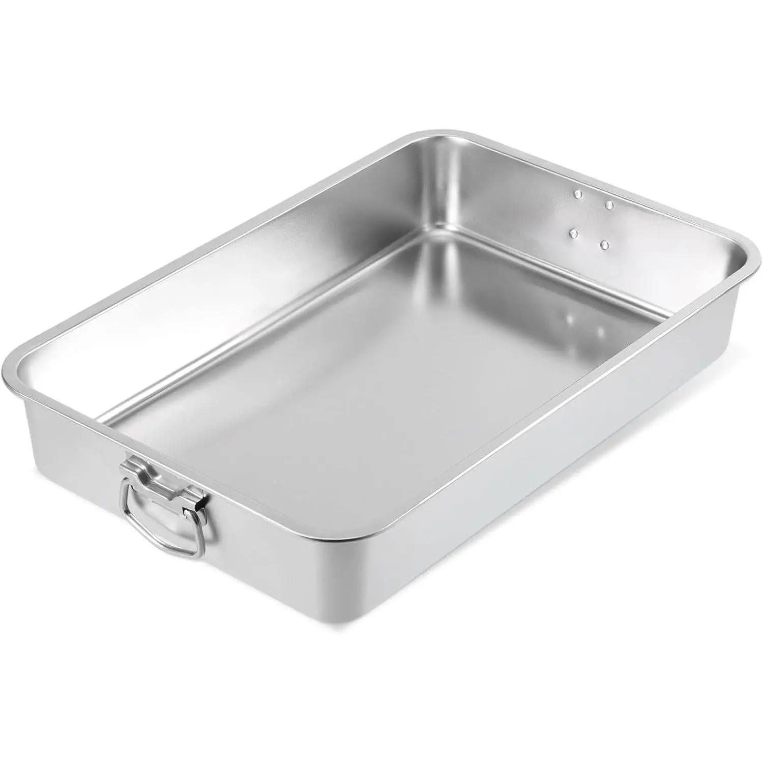 23.5in x 15.5in Sturdy Single-Piece Stainless Steel Roasting Pan with Handles, Extra Large Oven-Safe Deep Baking Tray for Kitchen Baked Turkey, Holiday Meals