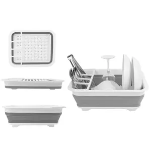Plastic Collapsible Dish Drying Rack, Collapsible Cutlery Drain Storage Box for Storage, Kitchen for Kitchen RV Camper Travel Trailer Space Saving Kitchen Storage Tray