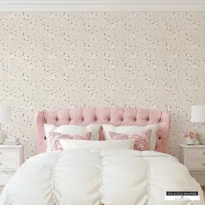 Timeless Florals Peel and Stick Wallpaper - Neutral Cottage Farmhouse Daisy Design