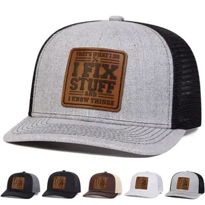 Leather label baseball cap, personalized mesh cap, outdoor fashion sun hat, unisex hip-hop driver cap accessory