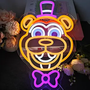 Bear Neon Wall Decor Sign, Colorful LED RGB Lights with USB Power, Colorful Lights for Indoor Use, Ambient Glow Lighting for Kids Room Stuff, Kids Bedroom Party Decor