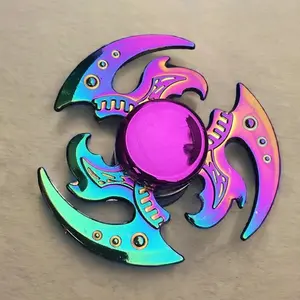 Durable Stainless Steel Finger top, Mixed Color Anodized Fidget Spinner with Heart and Shovel Design, Compact Focus and Relaxation Toy for Parties and Gifts