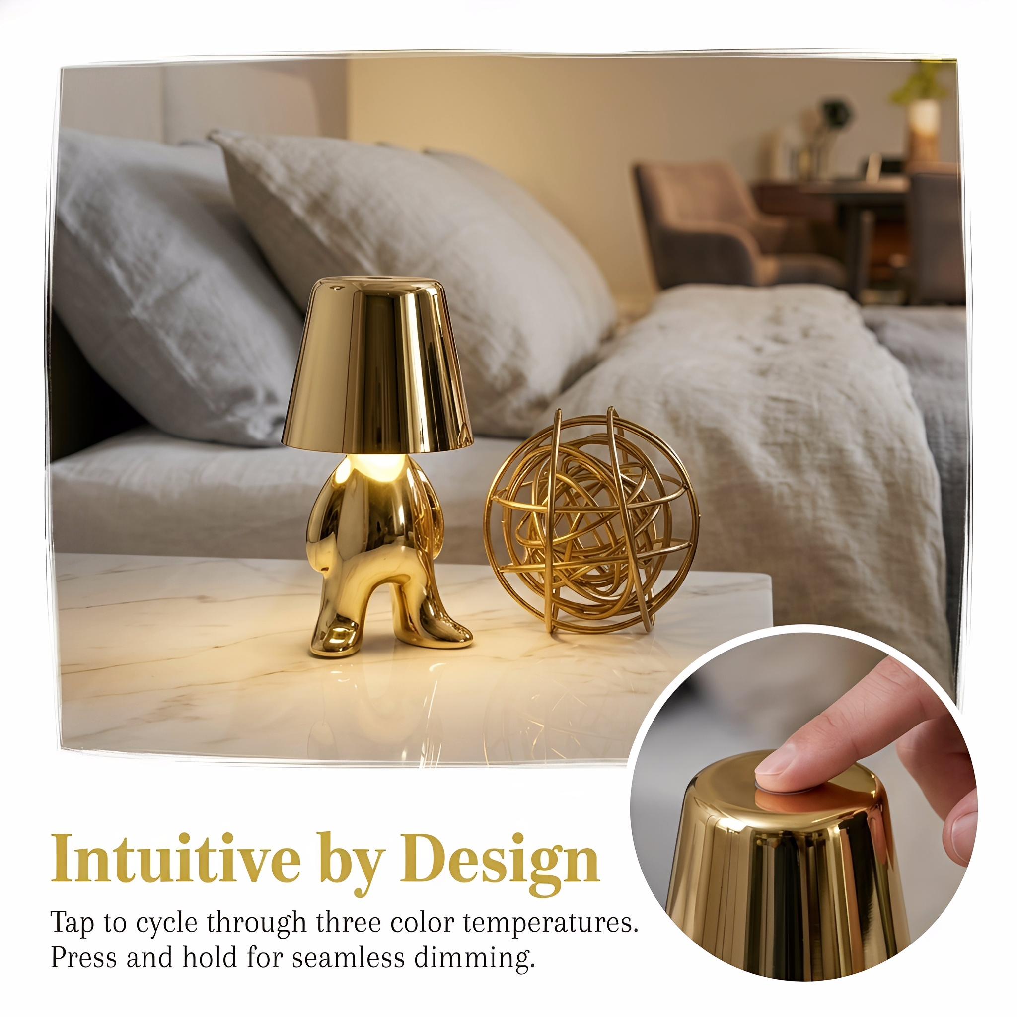 Modern Character Table Lamp, Touch Control Ambient Bedside Light, Decorative Table Lamp for Bedroom Living Room Desk Room Decor