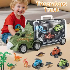 9 Pcs Dinosaur Toy Storage Truck, Toddler Cars, Handheld Design, Indoor/outdoor Play, Ideal Halloween & Christmas Gift, Dinosaur Party Decorations