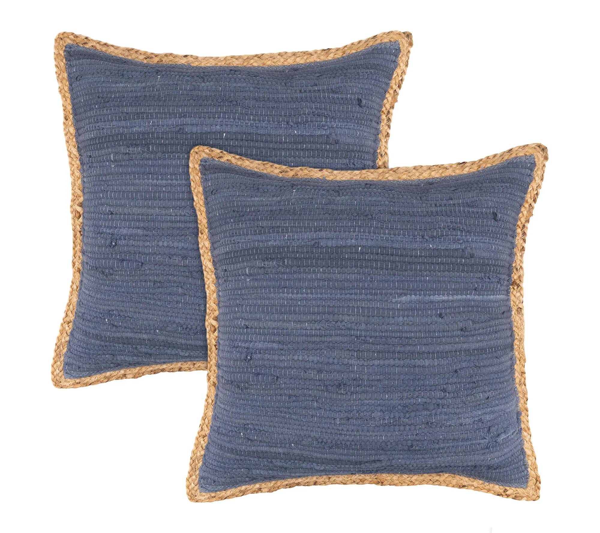 HomeRoots Set of Two Navy Blue Cotton Throw Pillows HomeRoots Set of Two Navy Blue Cotton Throw Pillows