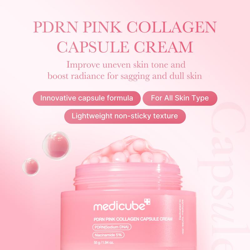 [medicube] PDRN Pink Collagen Capsule Cream | Pink Boba Cream | Salmon DNA, Niacinamide for Uneven Skin Tone, Glow Hydration