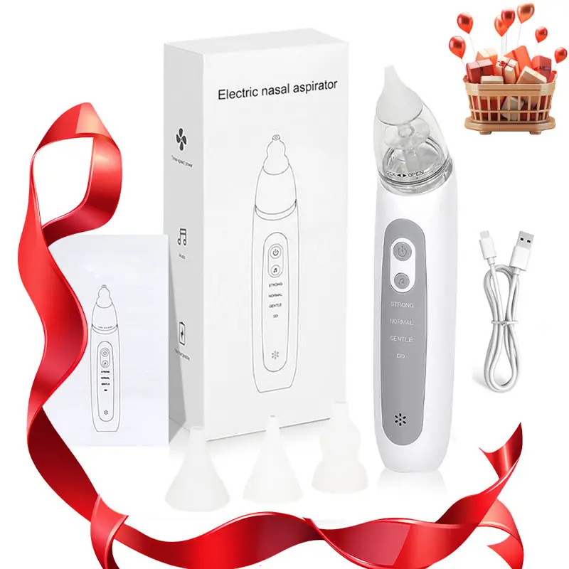 Multifunctional Electric Nasal Aspirator with 3 Silicone Tips, USB Rechargeable Portable Gentle Nose Cleaner with Built-in Music, Adjustable Suction, Perfect Gift