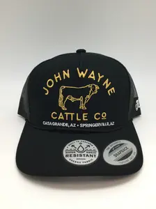 Hooey-"John Wayne" Black w/Gold Stitched Logo Hat