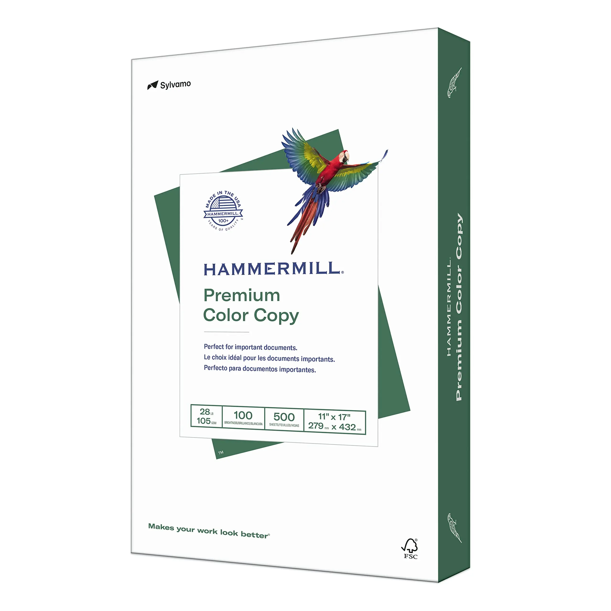 Hammermill Printer Paper, Premium Color 28 lb Copy Paper, 11 x 17-1 Ream (500 Sheets) - 100 Bright, Made in The USA, 102541