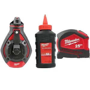 100 ft. Bold Line Chalk Reel Kit with Red Chalk and 25 ft. Compact Auto Lock Tape Measure