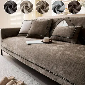 Luxury Chenille Sofa Cushion Cover, Anti-Slip Universal Fit, All-Season Use, Elegant Design, Durable & Comfortable Seat Protector, Sofa Slipcover