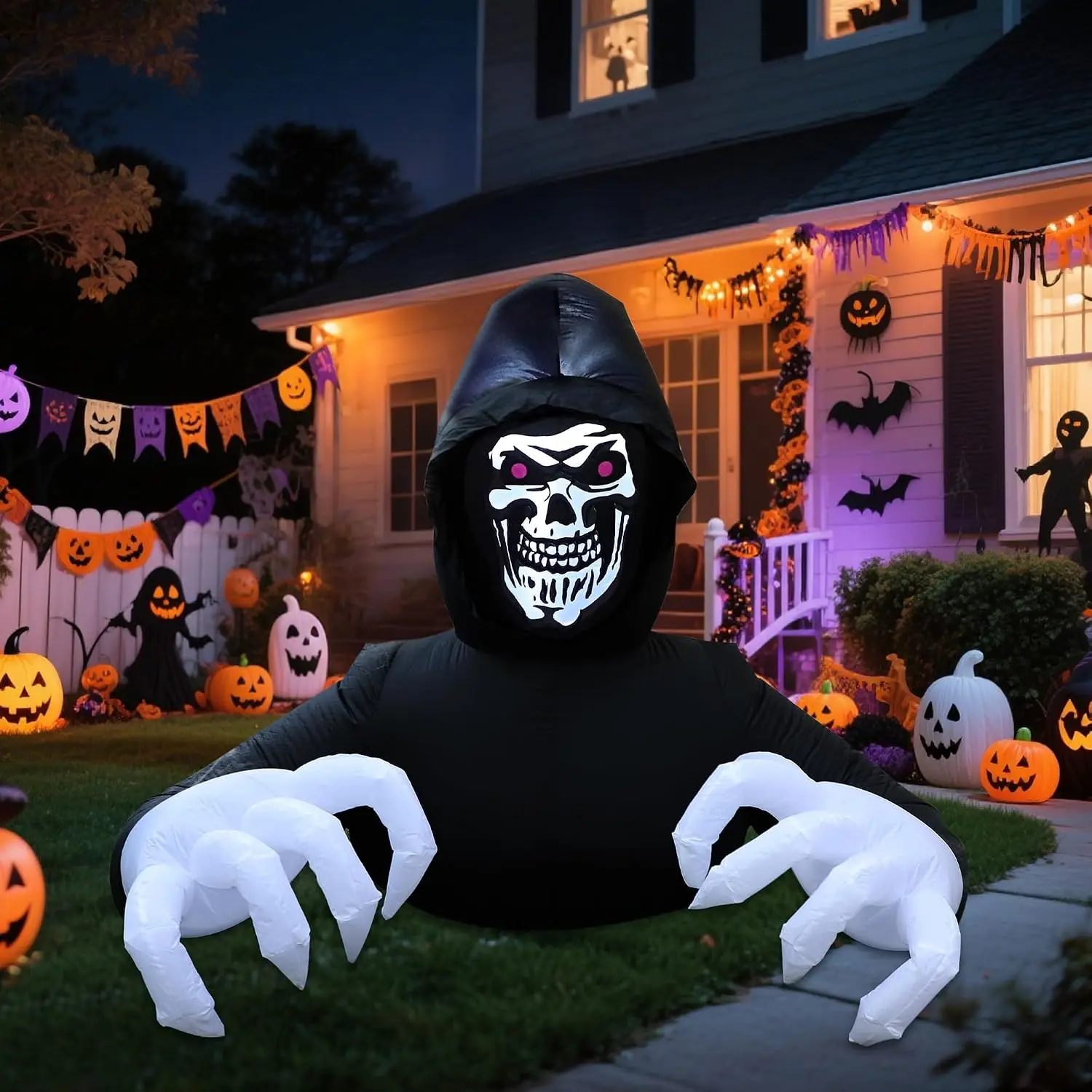 DR.DUDU 6FT Grim Reaper Halloween Inflatable Decorations Outdoor | LED Lights, Scary Blow Up Yard Decor, Large Spooky Inflatables, For Lawn, Porch, Haunted House, Party, Graveyardspooky season decor, spooky yard decor, halloween yard decor, halloween gift
