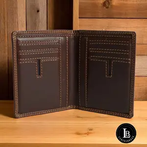 Leatherboss RFID Blocking Brown Vintage Leather Men's Bifold Center Flap Wallet - 100% Cowhide with Multiple Card Slots & ID Window - Premium Quality Handcrafted Wallet