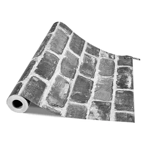 VEVOR Peel and Stick Wallpaper, 17.7x 393.7 inch Contact Paper Gray Brick Waterpoof Self Adhesive, Easy to Clean Peel Wall Decorative Vinyl Roll for Bedroom Kitchen Bathroom Office Desk