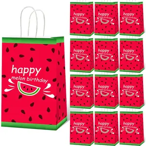 12 count Watermelon Party Favor Bags Melon Birthday Goodie  Paper Bags Summer Fruit Theme Party Supplies Decorations for  Shower Birthday Gifts