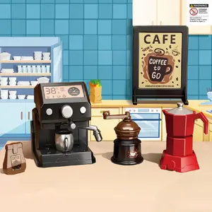 Coffee Machine Design Dollhouse Accessories, 1 Box Mini Simulation Coffee Machine Toy, Micro Coffee Shop Model Toy, Pretend Play Toy for Boys & Girls, Miniature Cooking Set