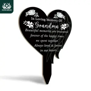 PUTUO DECOR Outdoor Ground Stake, Heart Shape Design Garden Decor, Universal Ground Stake for Home Farmhouse Garden Lawn Patio Courtyard