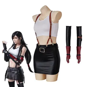 Final Cos Fantasy Tifa Lockhart Cosplay Costume Dress Set Tifa Sexy Dress Adult Women Halloween Party Fantasia Outfits