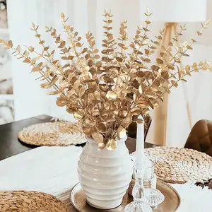 3pcs Eucalyptus Stems Artificial Eucalyptus Leaves, Autumn Halloween Christmas Decorations, Fake Leaf Branches for Home Office Weddings, Plastic Fake Greenery