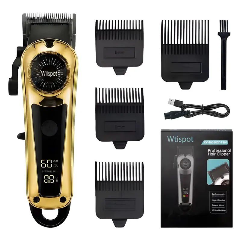 Men’s Cordless Hair Clipper - 1800mAh Lithium Cell, Digital Display, USB Rechargeable, ABS Plastic Body, Compact Self-Grooming Kit for Body & Hair, Cordless Travel Groomer, Ideal Gift for Dad