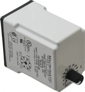 Macromatic 8 Pin, Multiple Range DPDT Time Delay Relay 10 Contact Amp, 24 VAC/VDC, Knob TR-50528-08