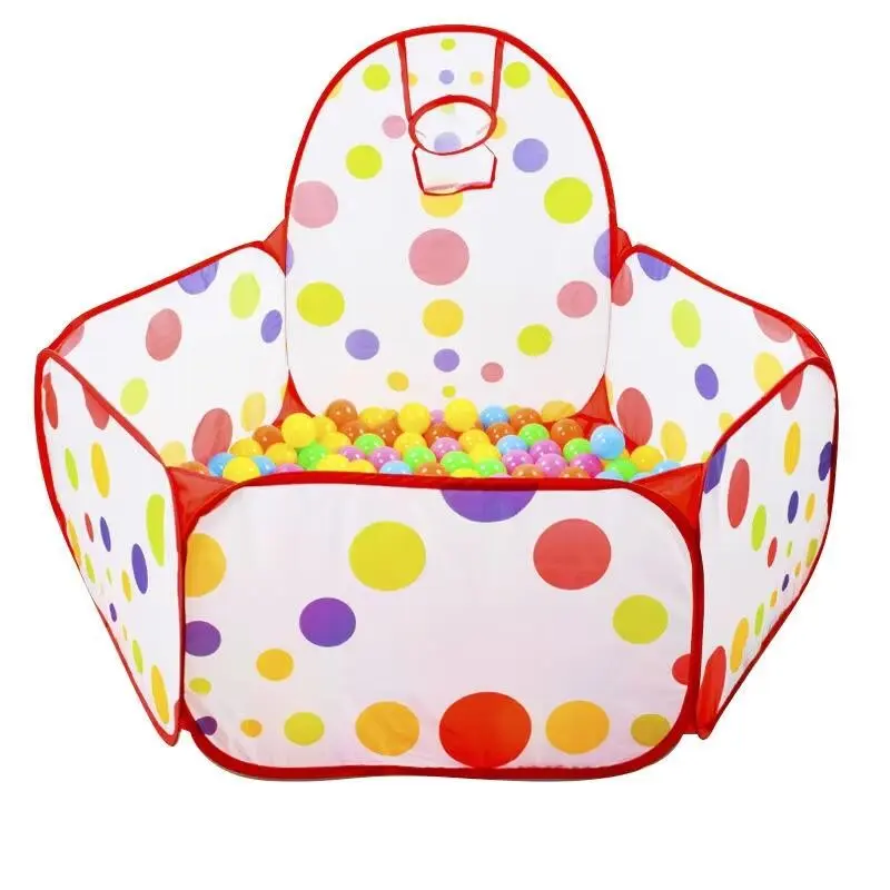 1.2m Tent with Polka Dot Ball Pool, Basketball Tent, Cartoon Indoor Game House, Sand Pit, Foldable Portable Tent, Toddler Play Tent, Playhouse, Playhouse Design