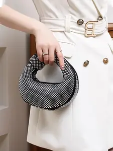 Women's Elegant Rhinestone Decorated Evening Bag, Exquisite Trendy Handbag, Fashionable Bag for Party Decoration, Rhinestone Bling Bag, Elegant Bags