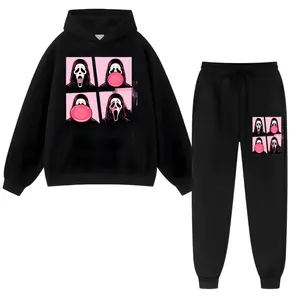 2 piece sets Scream Mask Pink Grid Design fall outfit fall outfits men streetwear