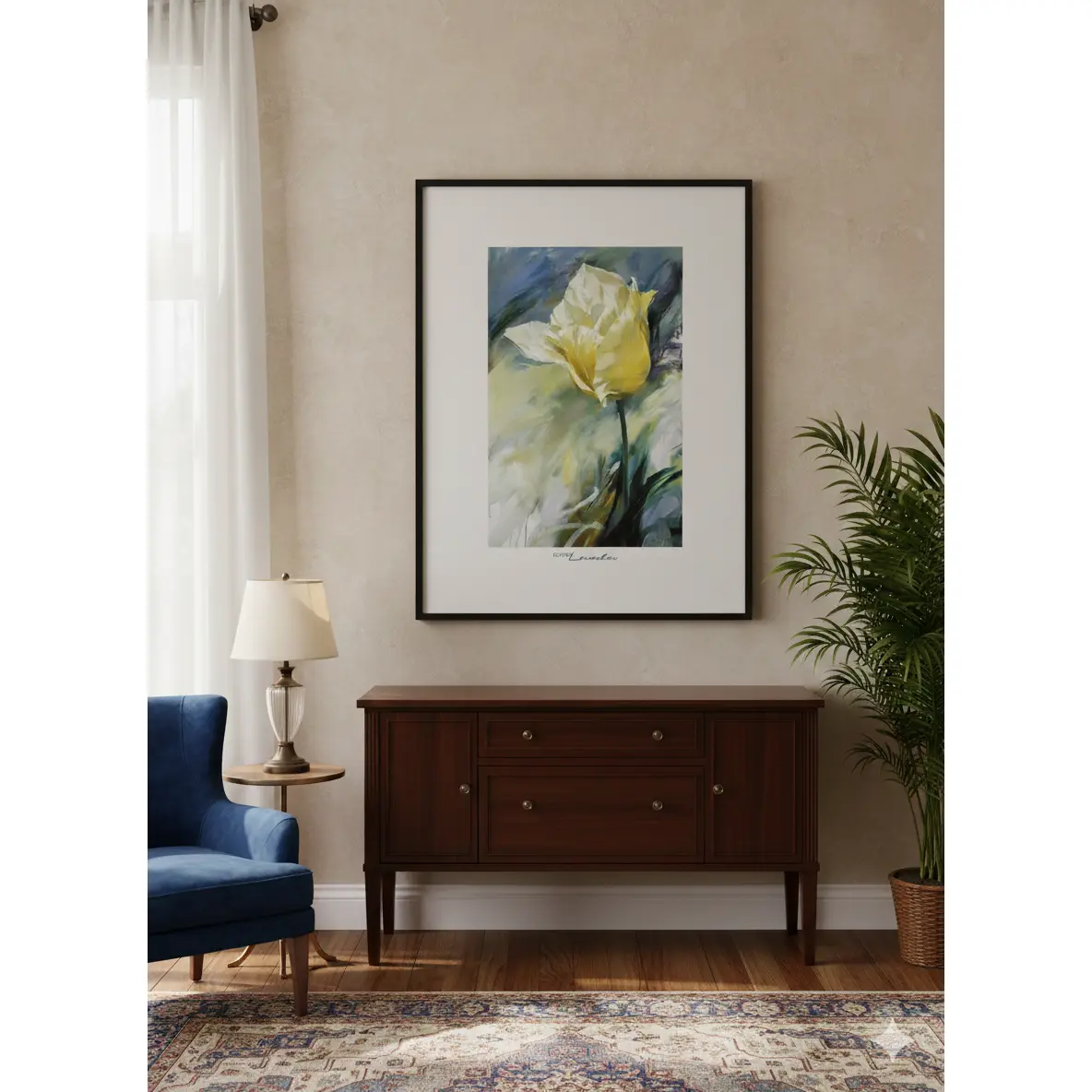 Igor Levshov White Tulip Artwork Print - 36 in x 24.25 in Classic Artistic, Decorative Frames Compatible, Colored Home Decor Poster, Artwork Print Prints, Classic Artistic Prints