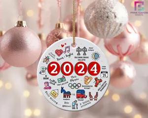 Personalized 2024 Christmas Hanging Ornament, 2024 Year in Review Ornament, Major Notable Events Ornament, Funny Cute Year to Remember Commemorative