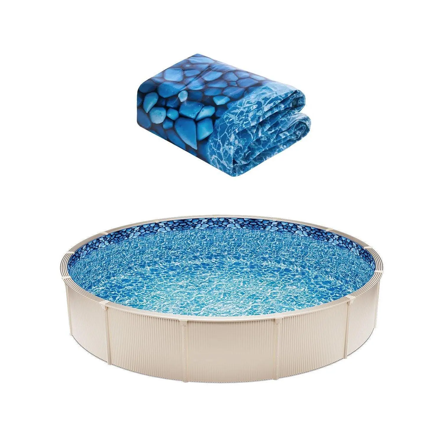 VEVOR Round Vinyl Waterproof Circular Overlap Edge Pool Liner, 21ft Size, 54in Wall Height, High-Quality Durable Construction, Weather Resistant, Easy Install & Maintain, Outdoor Pool Accessory, Sunshade for Patios#BacktoSchool