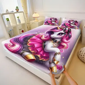 Dreamy Princess Bedding Set for Girls' Bedroom, Includes 2 Coreless Pillowcases with Unicorn Print, Soft and Comfortable Gift