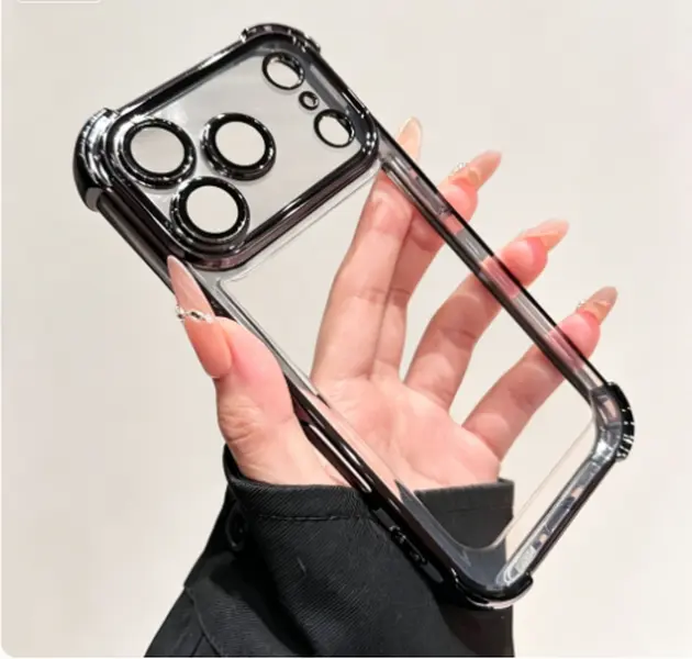 Luxury Acrylic+TPU Smartphone Case - Anti-Drop Cushioned Shockproof Electroplated Transparent Cover with Lens Guard, Flexible Frame, Multi-Model Fit for iPhone 15 & Other iPhone, Samsung Devices (Cellphone Accessory)