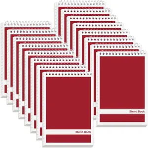 16 Pack Steno Pads 6 x 9 in Spiral Top Notebook Bulk Red Note Pad 60 Sheets Gregg Rule Writing Paper Steno Notebooks for Students Teachers Men Women Professionals Office School Recording