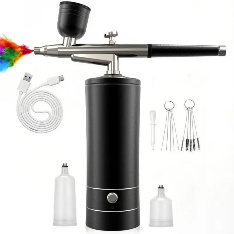 Airbrush Kit Air Brush Kit With Air Compressor Nail Charms Wireless Air Brush for Barber, Nail Art, Makeup, Model Painting