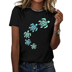[100% Cotton][Graphic T Shirt]Sea Turtle Graphic T-Shirt – Cute Ocean Animal Print Tee, Unisex Casual Cotton Short Sleeve Crew Neck Top, Funny Marine Life Shirt, Summer Beach Outfit, Soft Everyday Wear for Men & Wo