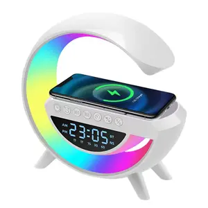 tamACX G-Shape LED Wireless Charging Speaker with 13 Lighting Effects & 5.0 Bluetooth Connectivity for Music & Ambiance White ABS Design