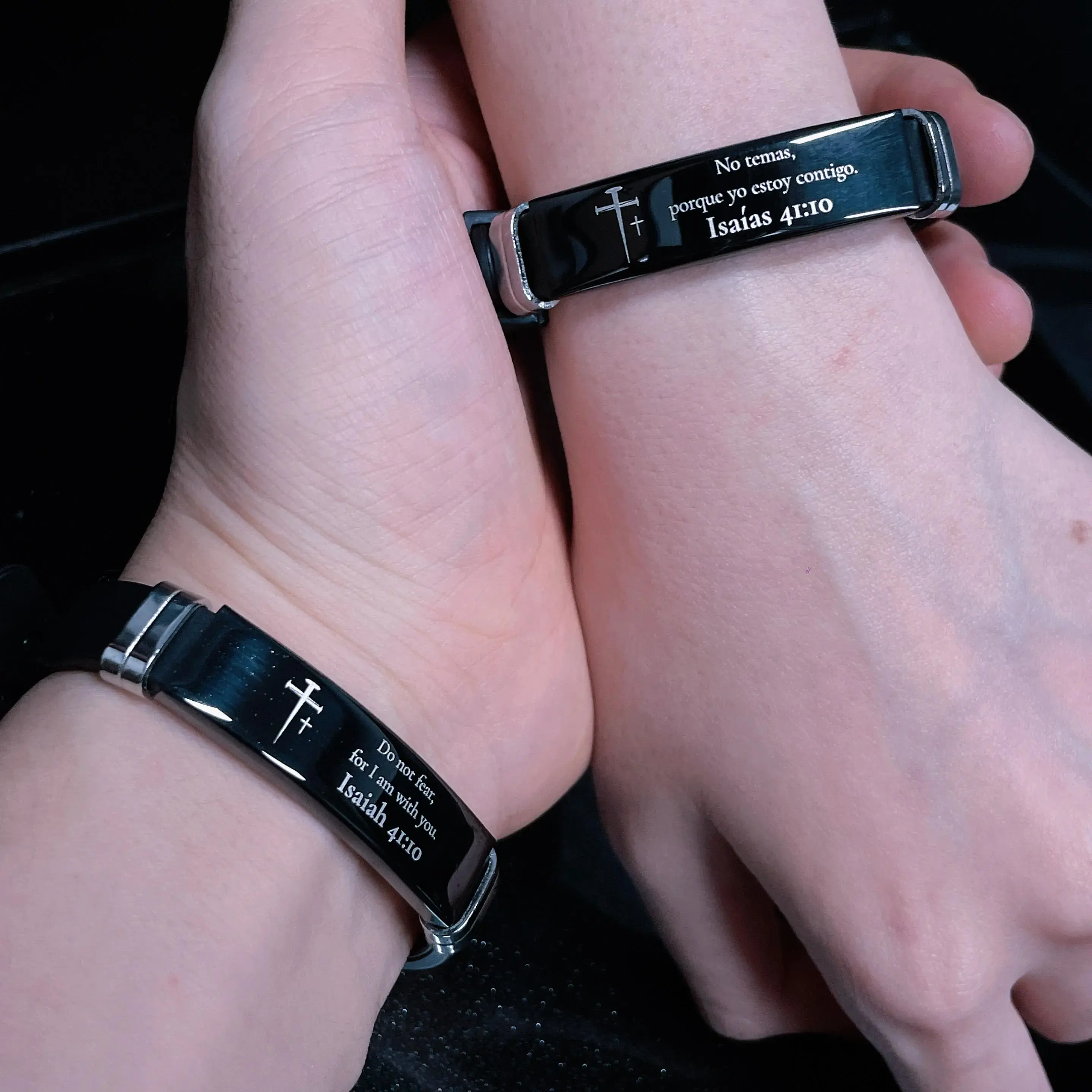 Faith Christian Silicone ID Wristband - Adjustable Stainless Steel-Rubber, Inspirational Quote Bible Verse Cross Religious Jewelry Gift, Gifts for Boyfriend, Unisex Fashion Accessory Bracelet, Father's Day Gifts