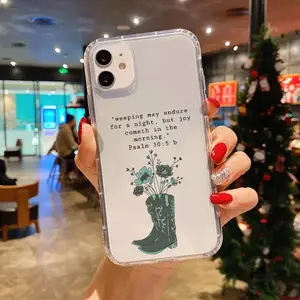 Western Cowboy 1 Corinthians 5:7 Christian Quote Aesthetic, Anti-fall and Anti-slip TPU Transparent Phone Case with Large Camera Cutout, suitable for iPhone 17, 16, 15, 14, 13, 12, 11, XS, X and other series models, can be given as a gift to friends