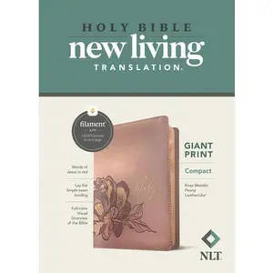 NLT Compact Giant Print Bible, Filament Enabled (Leatherlike, Rose Metallic Peony, Red Letter) -- New Living Translation, Leather / Fine Binding