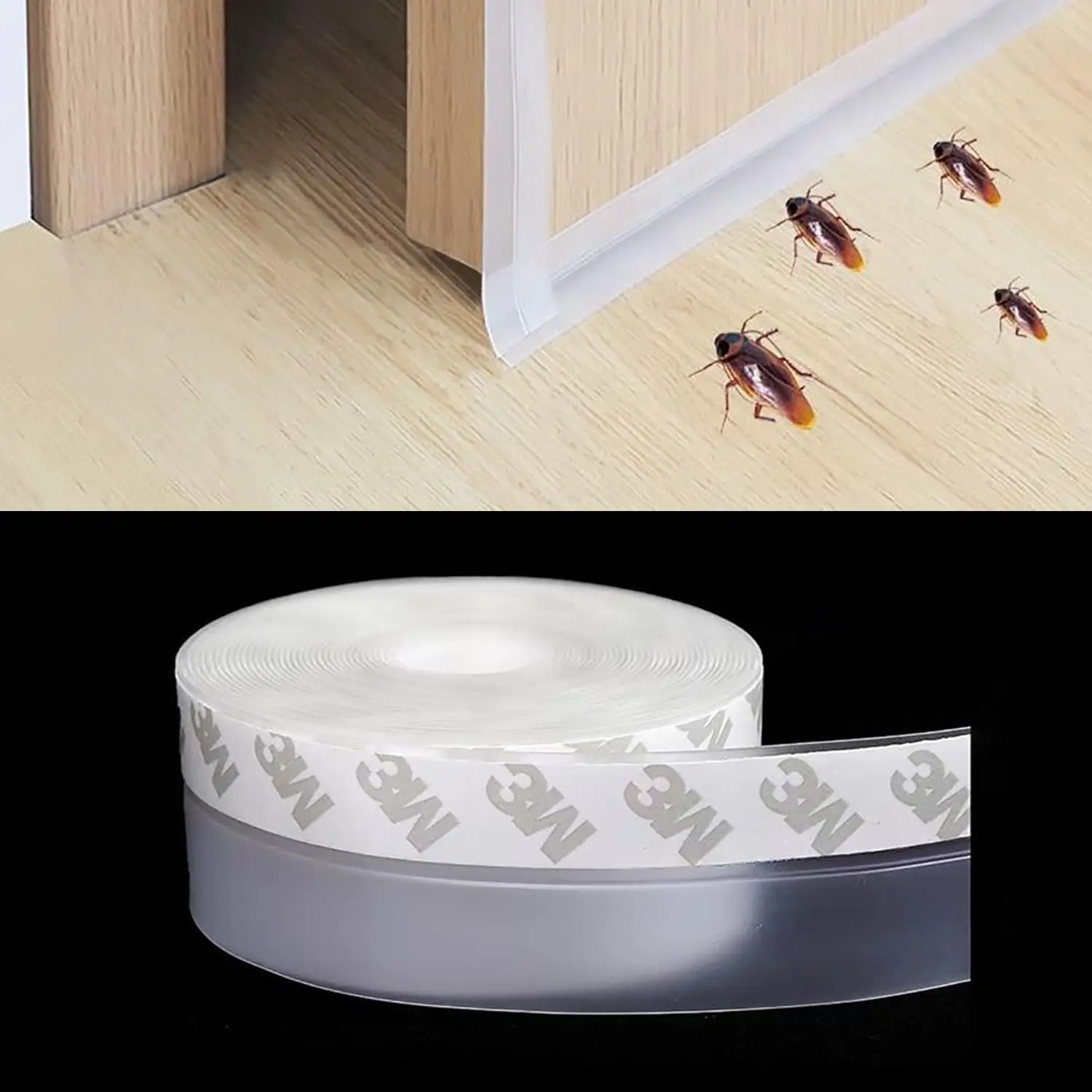 16FT Silicone Seal Strip, Door Draft Stopper Silicone Strip Tape (Transparent,45MM/25MM)