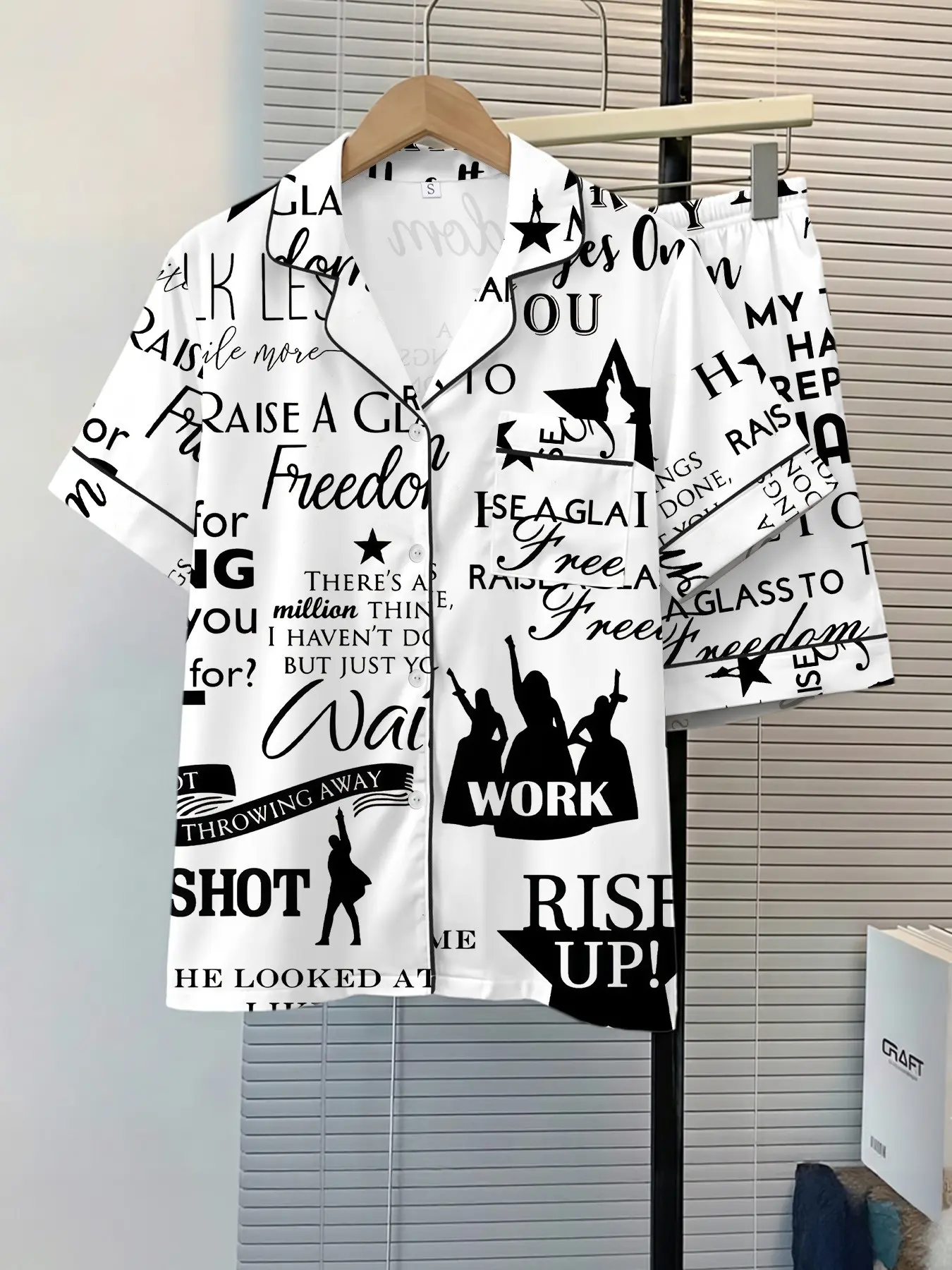 Women's Hamilton Musical Sleepwear Set, Loungewear, Shorts Pajama Set, Comfortable Night Home Wear, Fashion Soft Fabric, Casual Daily Wear, Short Sleeve Fitted Design