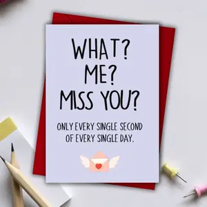 1PC Sweet Long-Distance Love Greeting Card, Vertical Cards - "What? Me? Only Every Single Second of Every Day" for Boyfriends, Girlfriends in Long-Distance Relationships, Suited for Missing You Gifts, Valentine's Day Surprise, Heartfelt Message