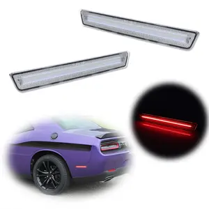 2PCS Clear Lens Red LED Rear Side Marker lamps Lights For 2015 2016 2017 2018 2019 2020 2021 2022 2023 Dodge Challenger, Replace OEM 68195788AB, 68195789AB, 68195797AB, 68195796AB, 68195788, 68195789, 68195797, 68195796