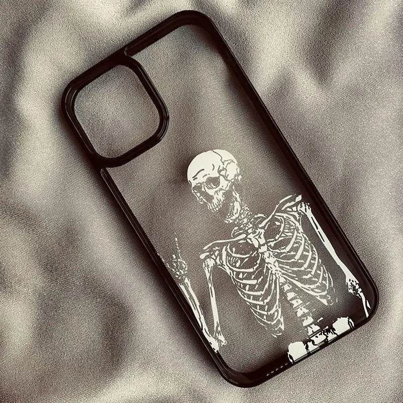 Fashion Rock & Roll Skeleton Pattern Transparent Phone Case, 1 Count Drop-resistant & All-inclusive Protective Case For iPhone, Mobile Phone Protectio