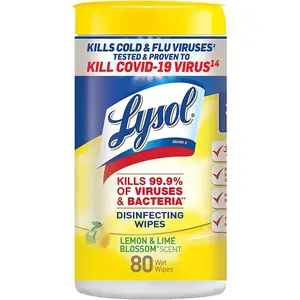 Reckitt Benckiser 1920077182 Disinfecting Wipes, Lemon/Lime Blossom, 80-Count - Quantity 6