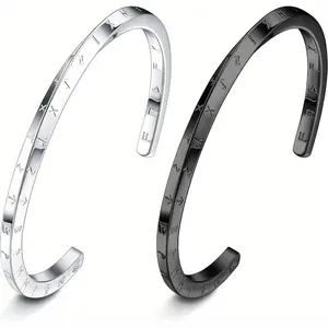 2pcs Viking Bracelet for Men & Women - Stainless Steel Mobius Twist Cuff with 24 Norse Runes, Nordic Pagan Amulet Talisman, Unisex Durable Bracelets for Casual Attire &, Viking, Spiritual Accessory, Symbolic Design, Polished Finish, Mythology Lovers