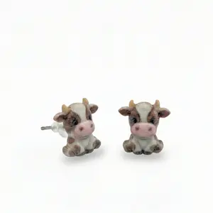 Cow Stud Earrings: Custom Resin Farm Animal Jewelry