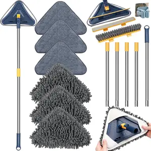 80" Wall Mop Cleaner with Long Handle,  5-in-1 Walls Cleaner Mops with Squeegee Chenille Microfiber Pad Brush Scraper, 360°Multifunctional Wall Washer  for Painted Spring Cleaning Wall Floor mop  accessories Household Adjustable  floor cleaning  Window